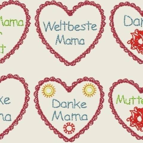 Stickdatei Muttertag Herz Beste Mama Set 152