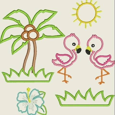 Stickdatei Flamingo Applikation 10x10 Set 462
