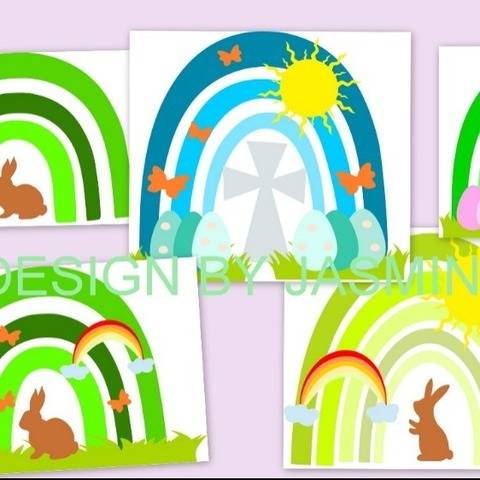 Plotterdatei Regenbogen Ostern Hase Taufe 1