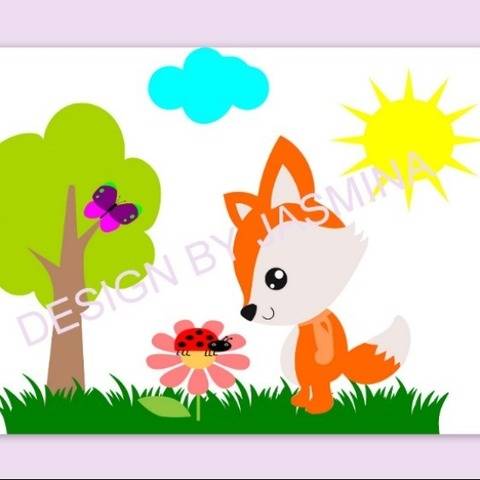 Plotterdatei Fuchs Sonne Blume Wiese Set 1 SVG