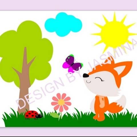 Plotterdatei Fuchs Sonne Blume Wiese Set 2 SVG
