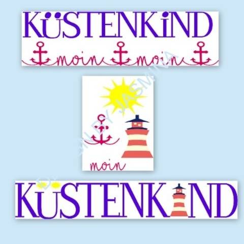 Plotterdatei SVG Küstenkind Moin / Sonne und Leuchtturm