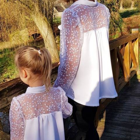 Option empiècement dos pour la blouse Néva duo mère/fille