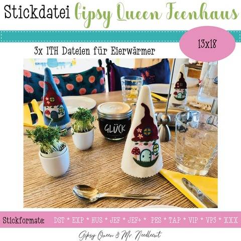 Digitale Stickdatei Feenhaus Eierwärmer ITH 13x18