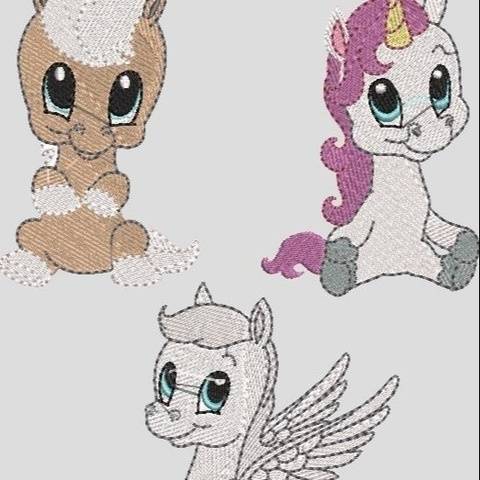 Stickdatei Pferd Pony Einhorn Pegasus Set 3