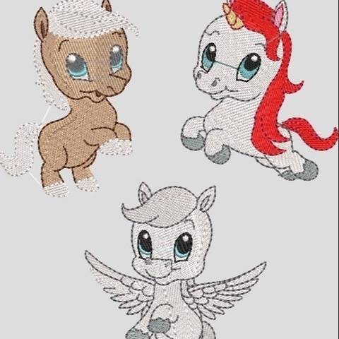 Stickdatei Pferd Pony Einhorn Pegasus Set 4