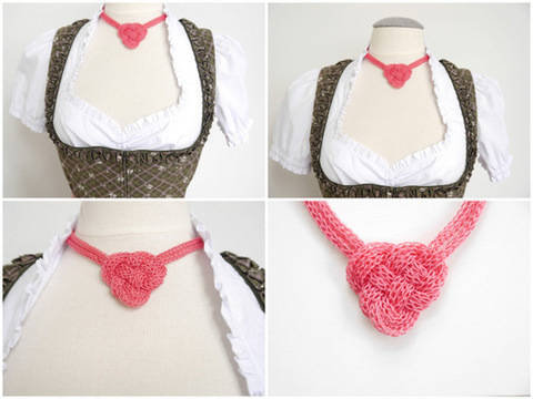 Strickanleitung - Halskette „geflochtenes HERZERL“ – No.139