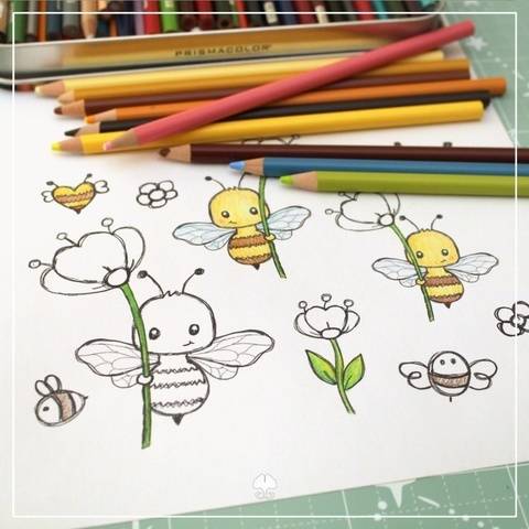 Biene mit Blume - Digistamp Set