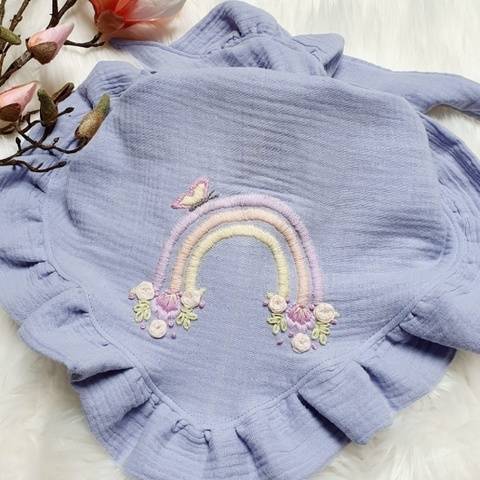 Stickanleitung Regenbogen mit Blumen