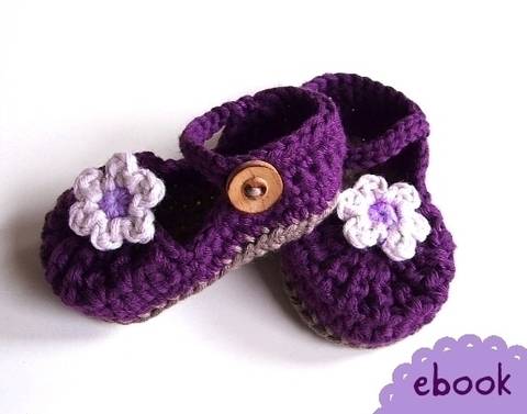 ❤ Häkelanleitung ❤ Baby Mary Janes Purple