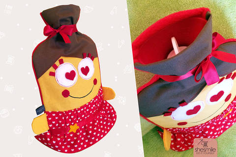 Wärmflaschenüberzug "Fräulein Schlove" (Nähanleitung und Schnittmuster)