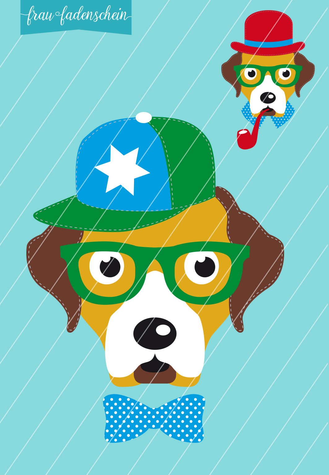 Applikation Hipster Hund Theo Vorlage Anleitung
