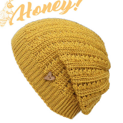 Beanie "Honey" (knitted look, all sizes)