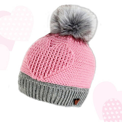 Beanie with a heart (all sizes, knitted look)