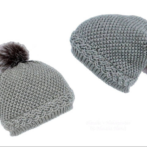 Beanie with cable pattern "Alice", en/de, all sizes, 2 var.