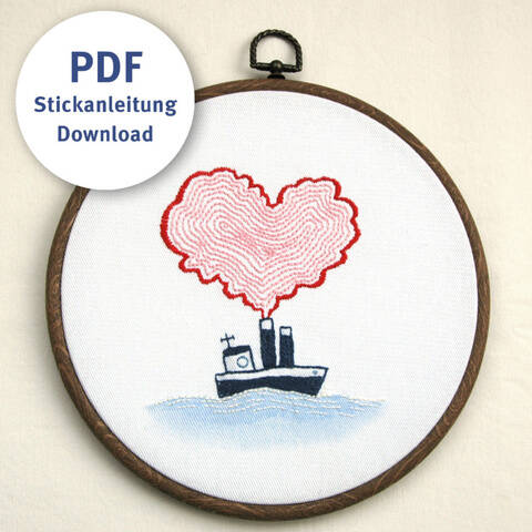 English Tutorial Embroidery Steamboat Heart