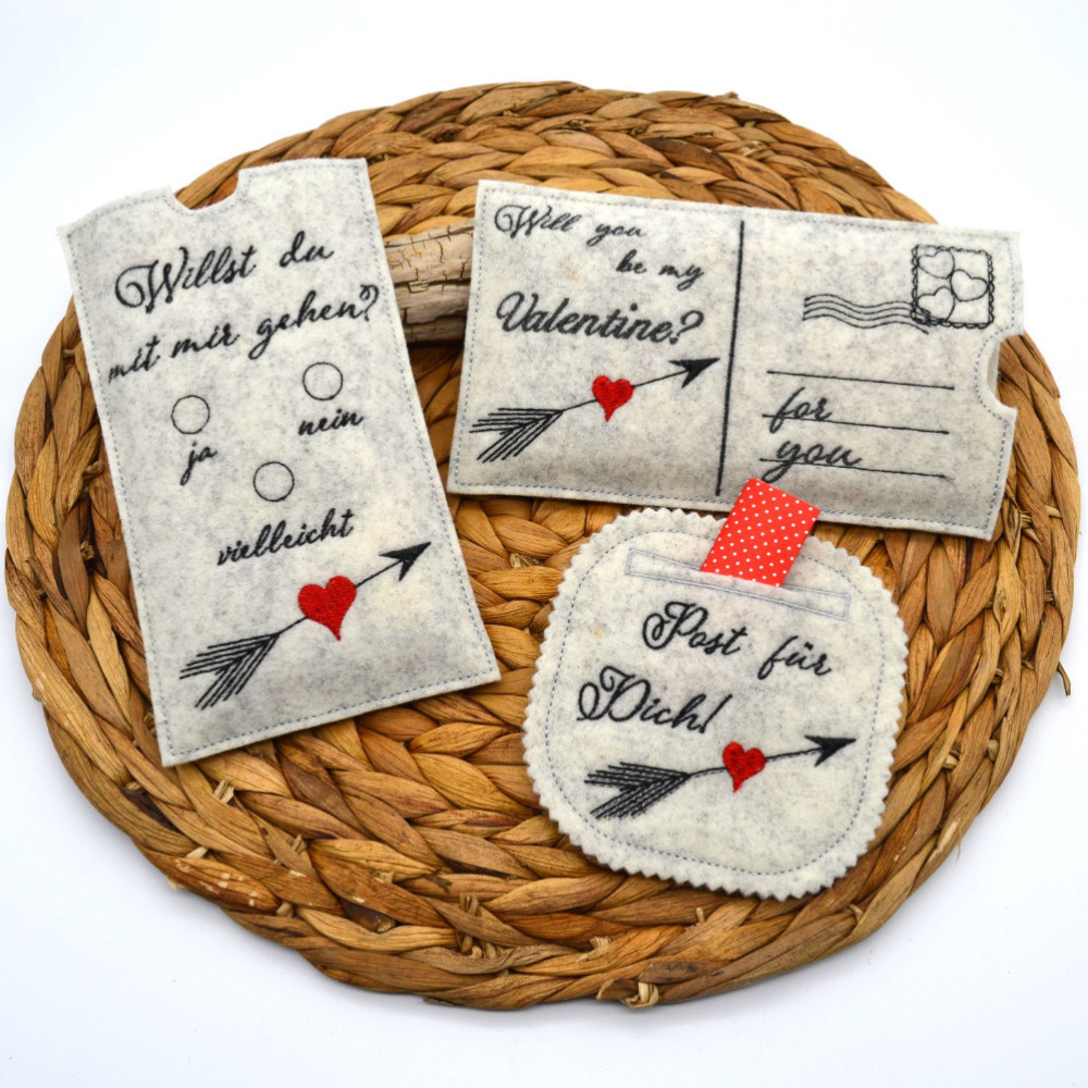 Stickdatei Valentinstag Karte Willst du mit