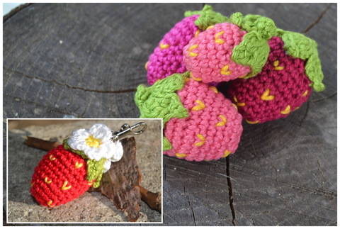 + ERDBEEREN + Deko oder Schlüsselanhänger mit Blüten