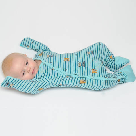 David Baby romper with mitten cuffs and footie cuffs