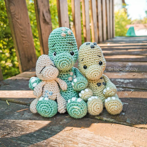 Häkelanleitung Familie Dino