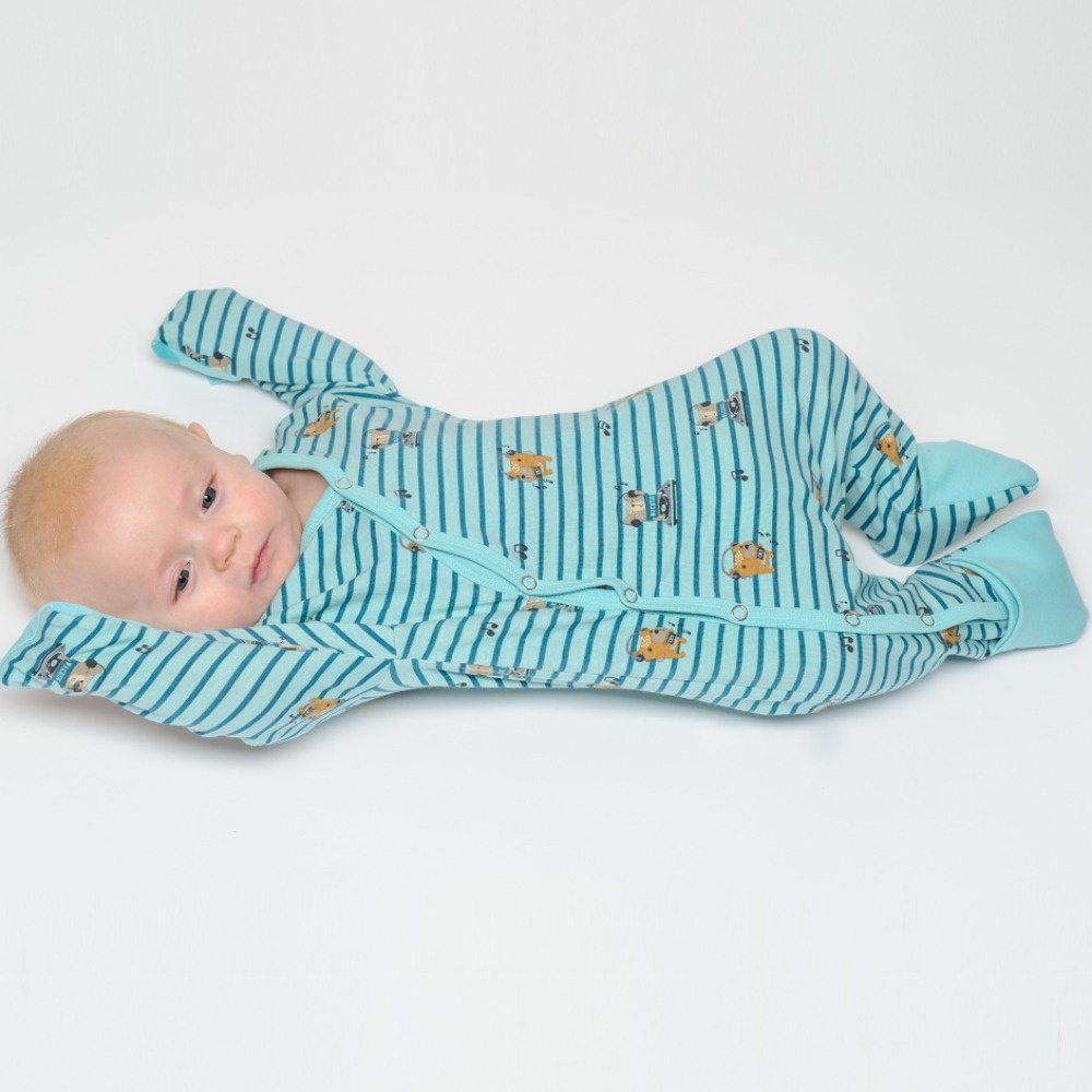 Baby romper with mitten cuffs and footie cuffs DAVID